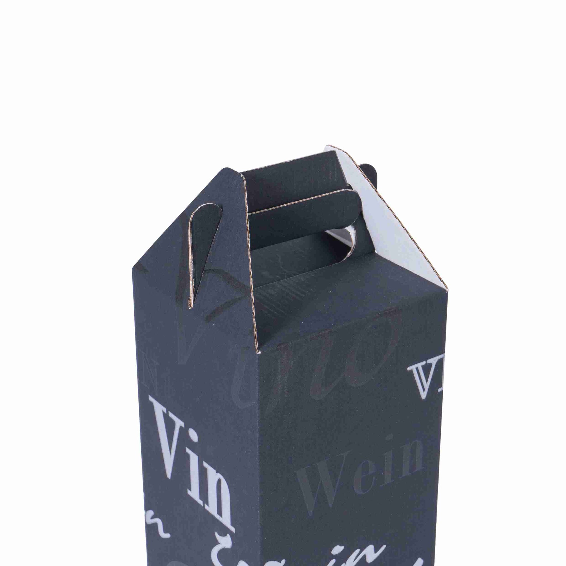 Model Weinpräsentkarton schwarz – Innenmass 109 mm × 357 mm × 109 mm – für 1 Magnum-Flasche (1,5 l) – 1 Stk., ab 100 Stk.