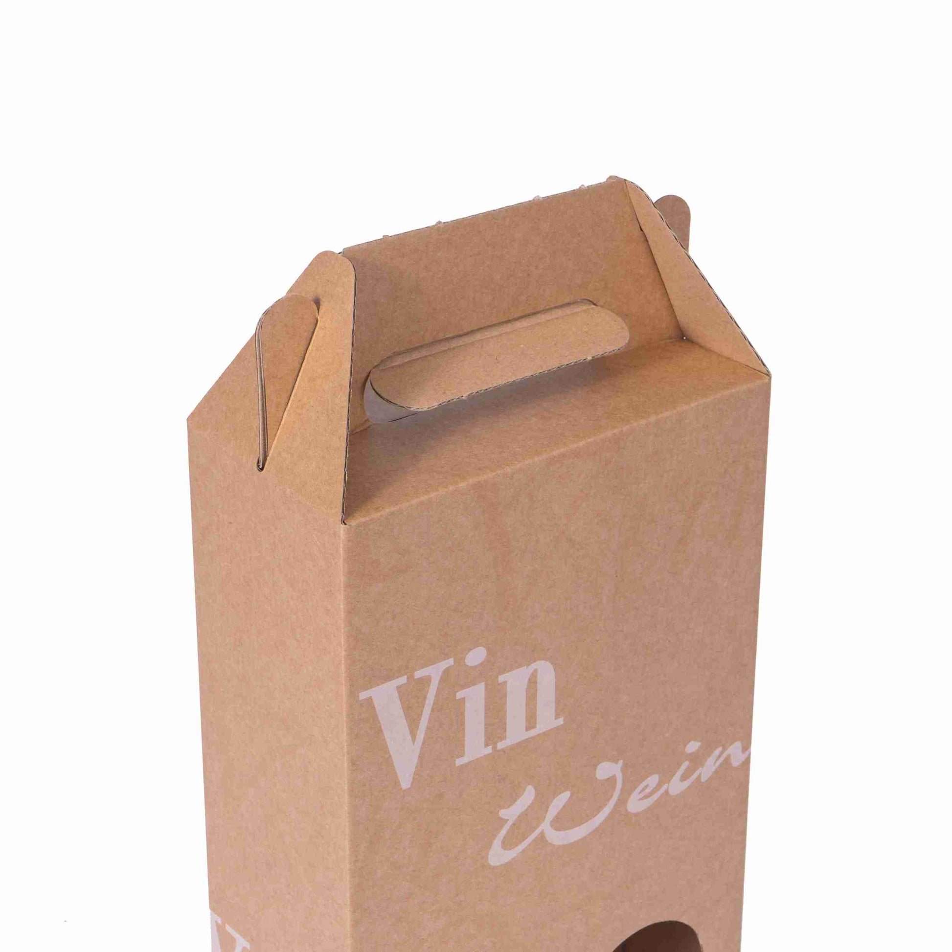 Model Weinpräsentkarton Scripto, Wellpappe, braun – 166 × 362 × 82 mm – für 2 Flaschen – 1 Stk., ab 50 Stk.