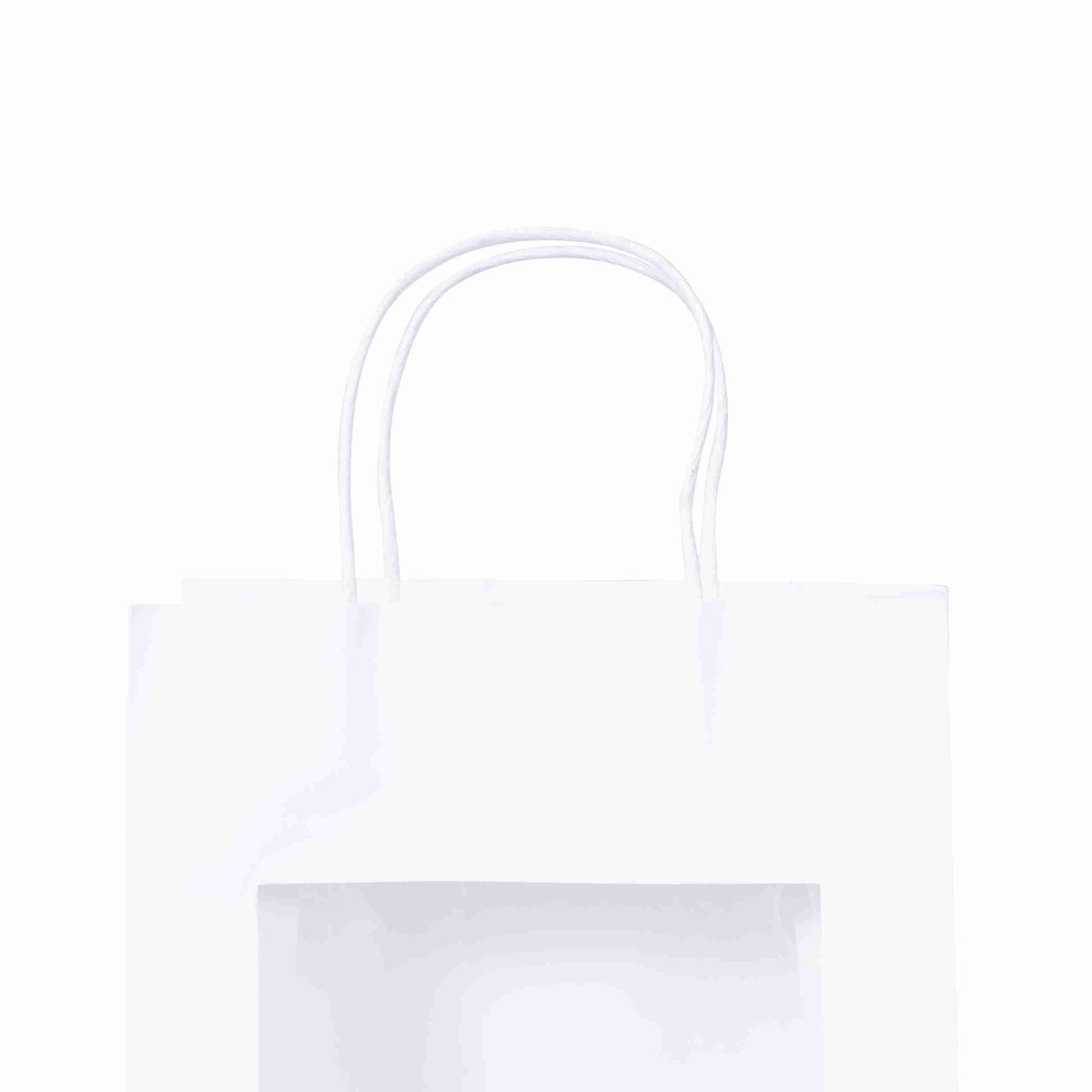 Model Geschenktasche weiss – 180 × 190 × 80 mm – Sichtfenster, Kordel – 1 Stk., ab 100 Stk.