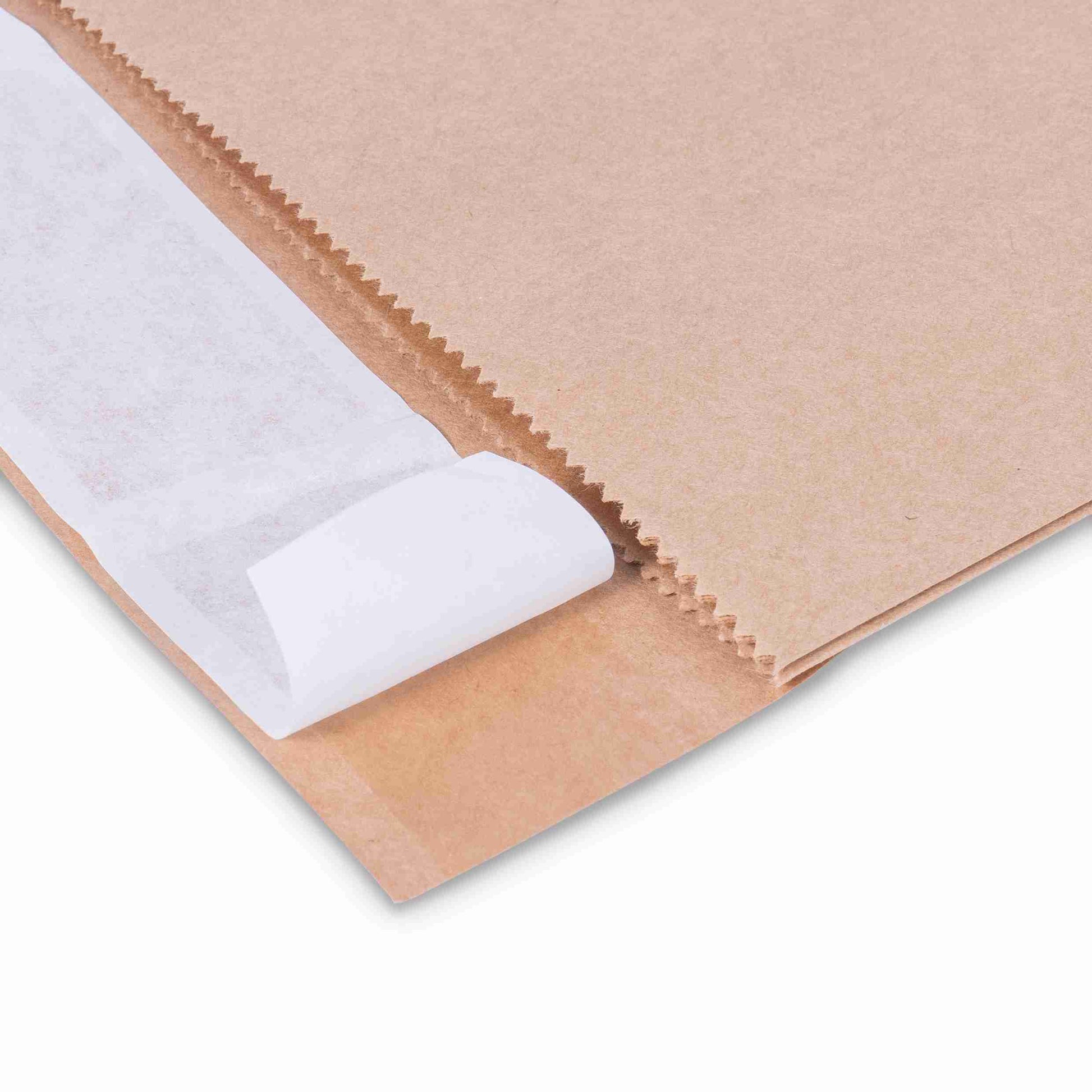 Model Seitenfaltentasche – 190 × 300 × 50 mm, selbstklebend, Papier, braun – 1 Stk., ab 50 Stk.
