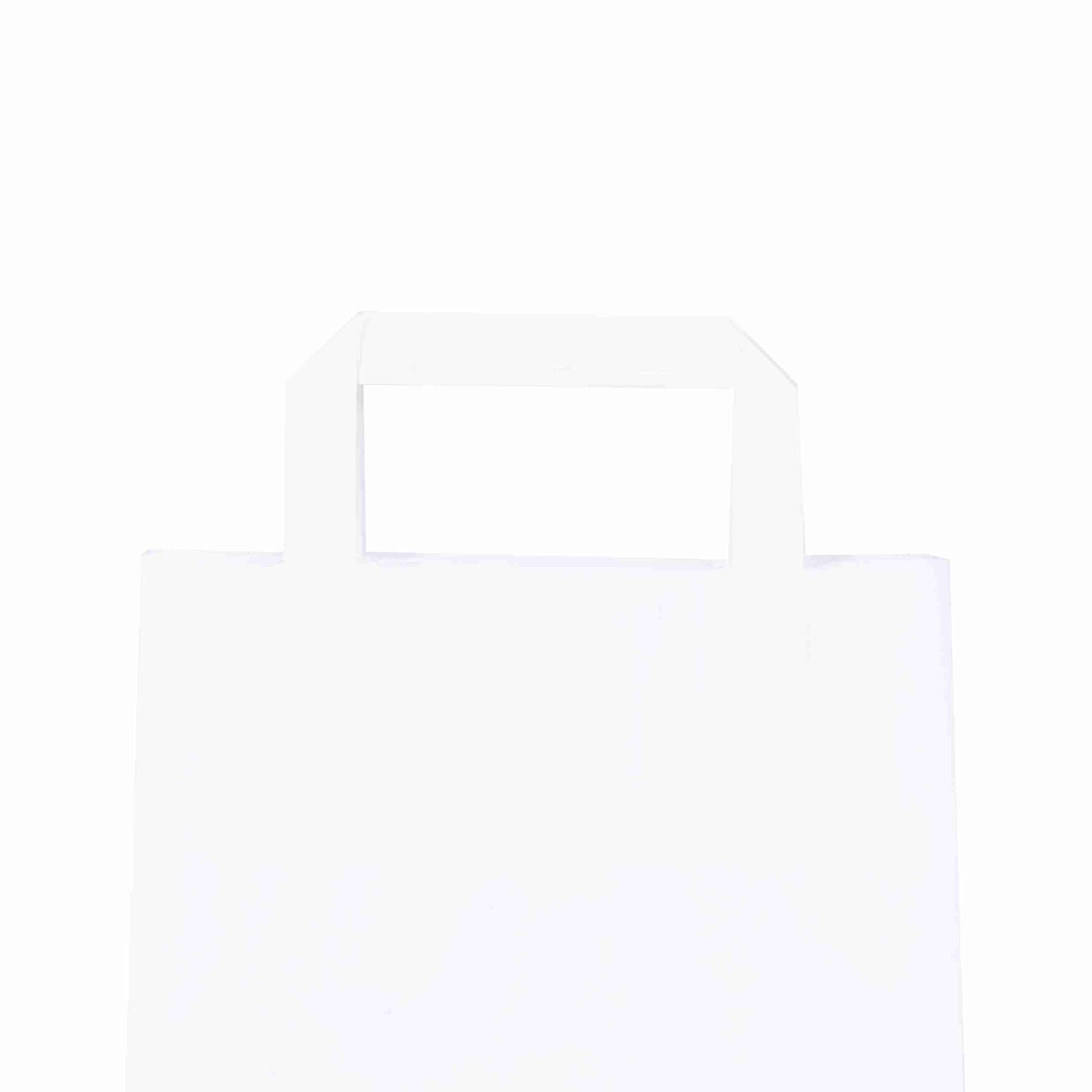 Model Papiertragetasche mit Flachhenkel – 200 × 280 × 100 mm, weiss, Papier – 1 Palette (16'000 Stk.)