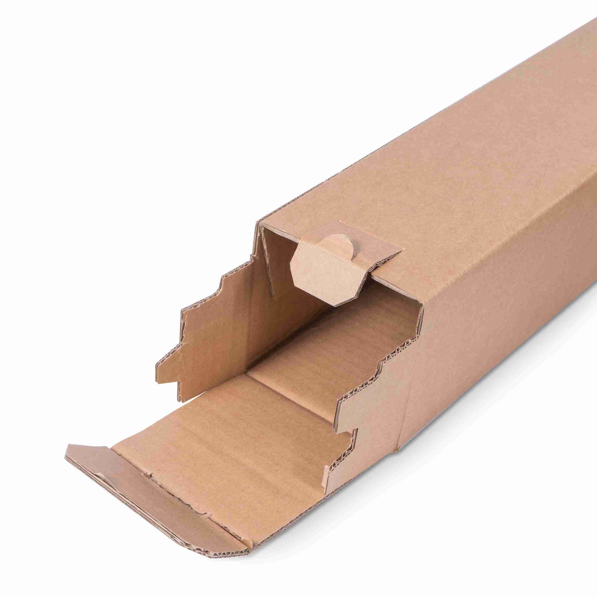Model Versandhülse – 448 × 143 × 143 mm, braun, Wellkarton, stapelbar, Klappdeckel – 1 Stk., ab 20 Stk.
