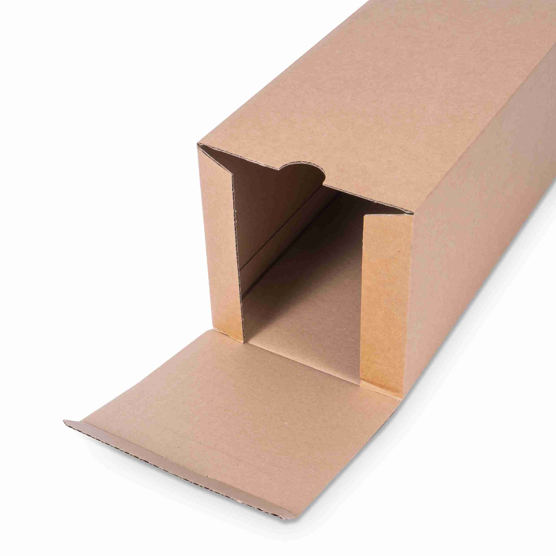 Model Versandhülse – 448 × 143 × 143 mm, braun, Wellkarton, stapelbar, Klappdeckel – 1 Stk., ab 20 Stk.