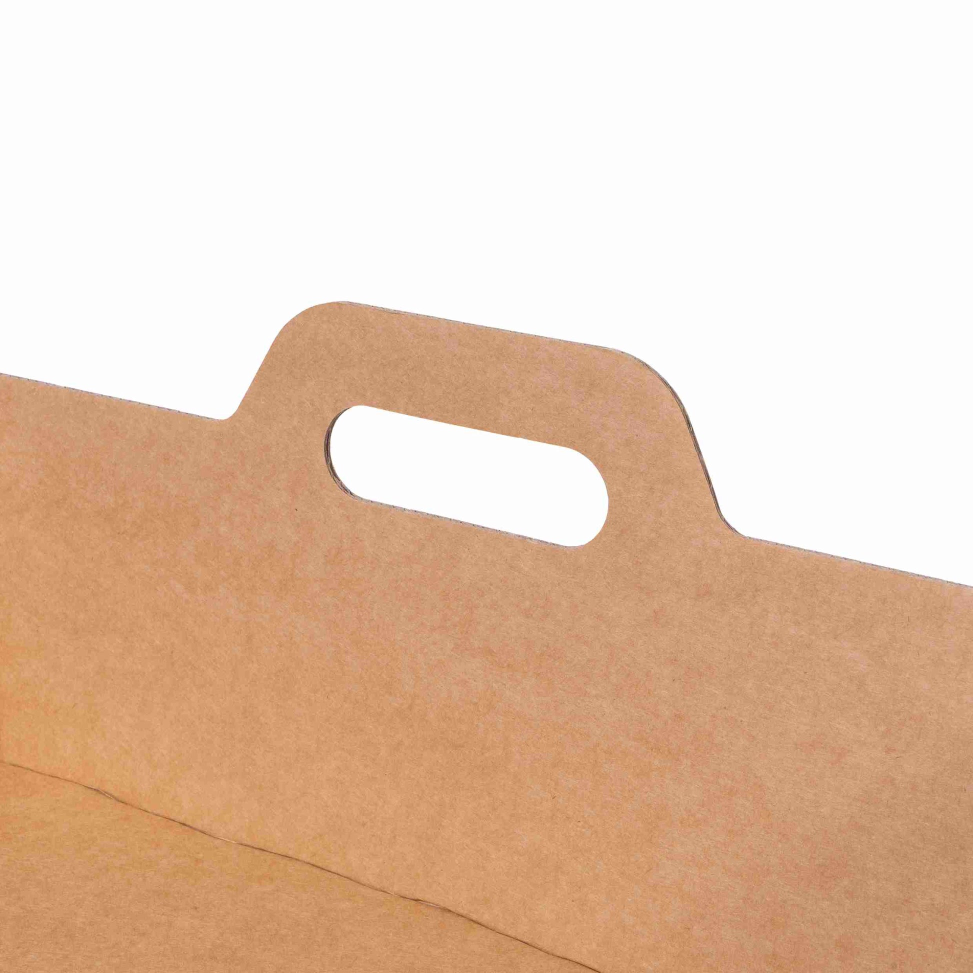 Model Versandverpackung – 300 × 300 × 120 mm, braun, Wellkarton, mit Tragegriffen – 1 Stk., ab 50 Stk.
