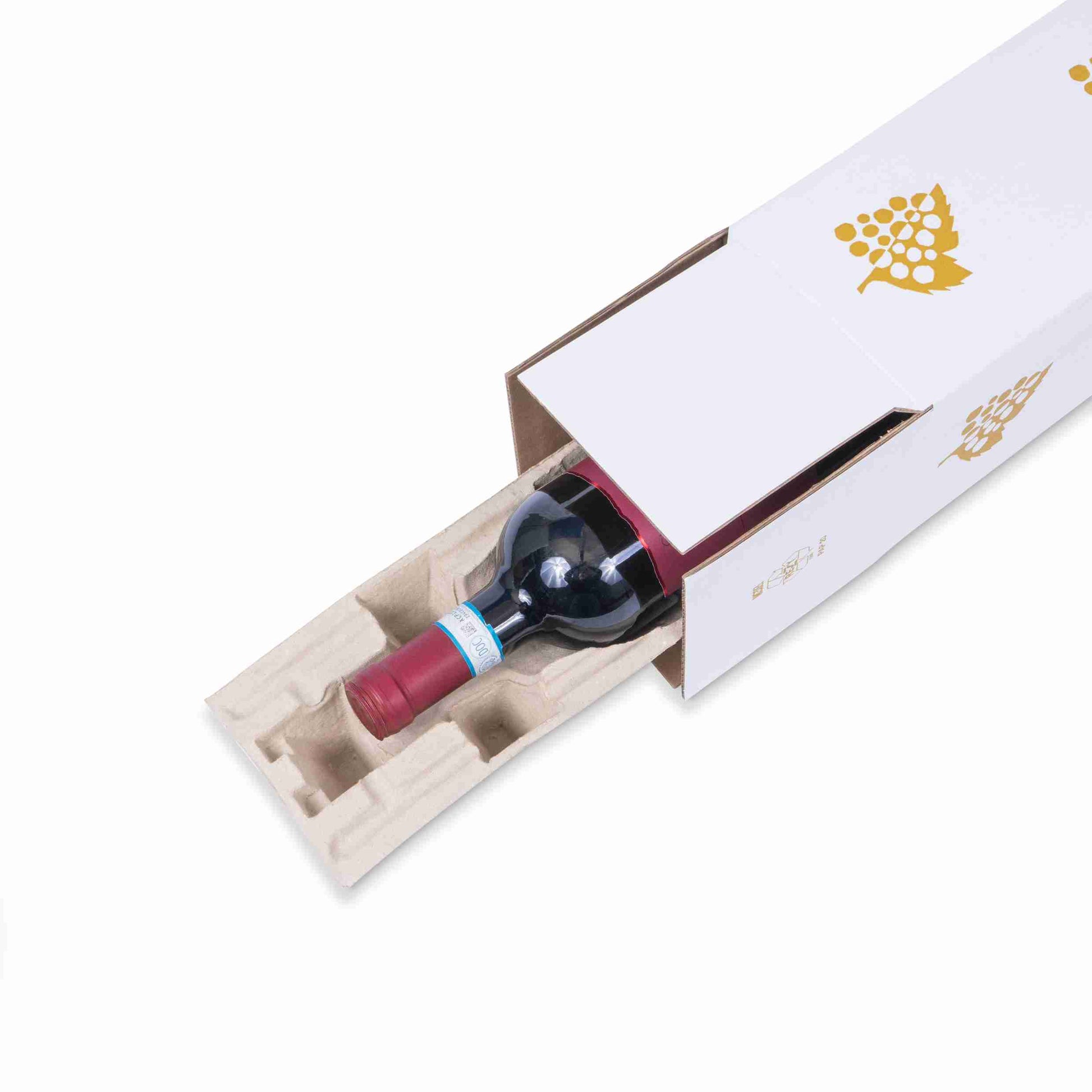 Model Weinversandkarton – für 1 × 0,75 l, max. 340 mm & Ø90 mm – 116 × 116 × 400 mm, weiss, Wellkarton – 1 Stk., ab 100 Stk.