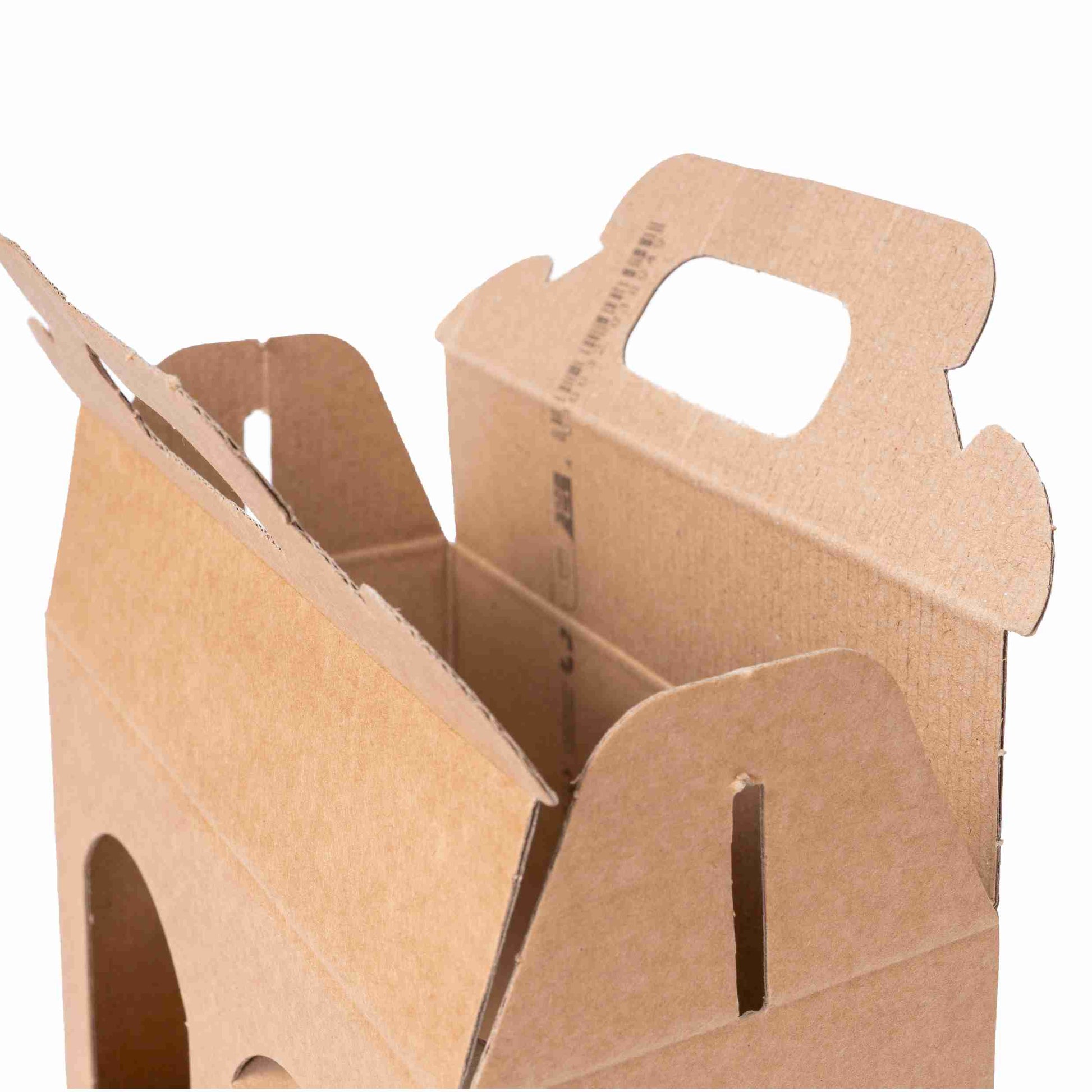 Model Weinpräsentkarton Wellpappe braun – Innenmass 170 × 120 × 80 mm – für 2 Flaschen – 1 Stk., ab 100 Stk.