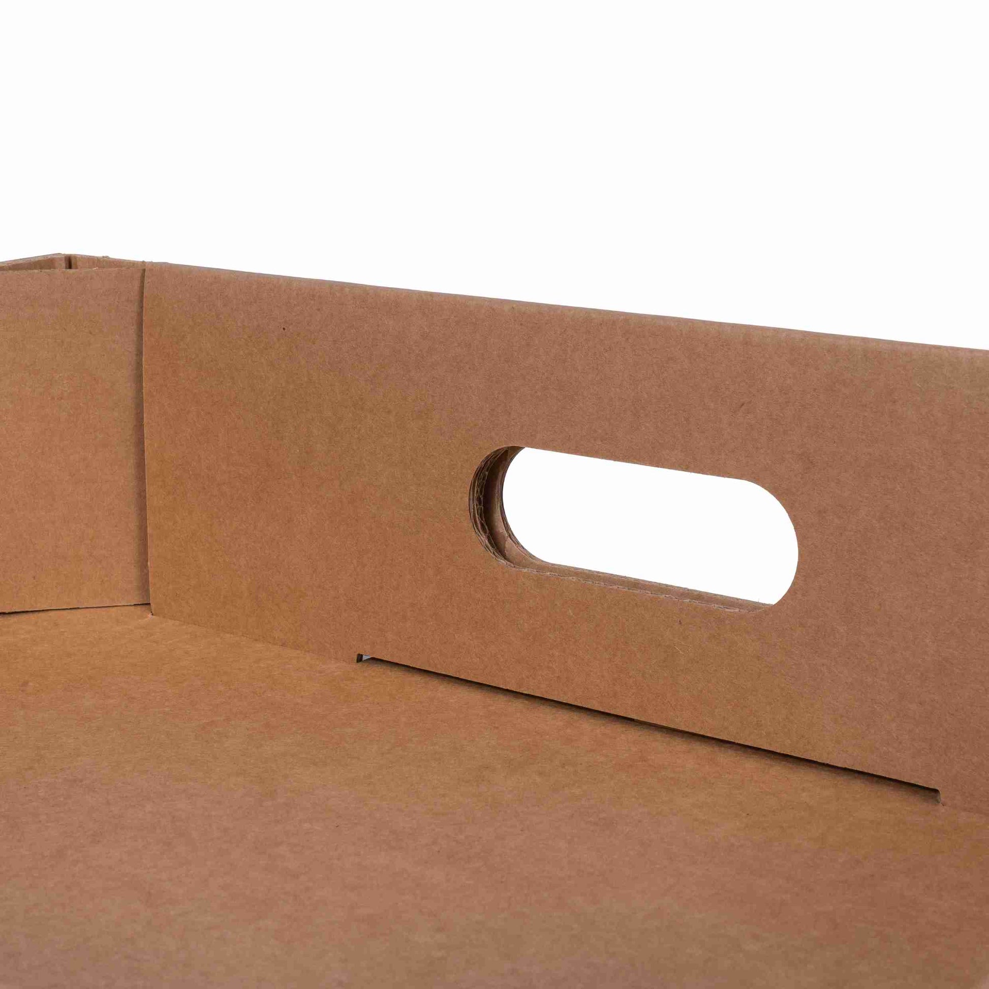 Model Versandverpackung – 573 × 373 × 95 mm, braun, Wellkarton, nassfest, mit Grifflöchern – 1 Stk., ab 20 Stk.