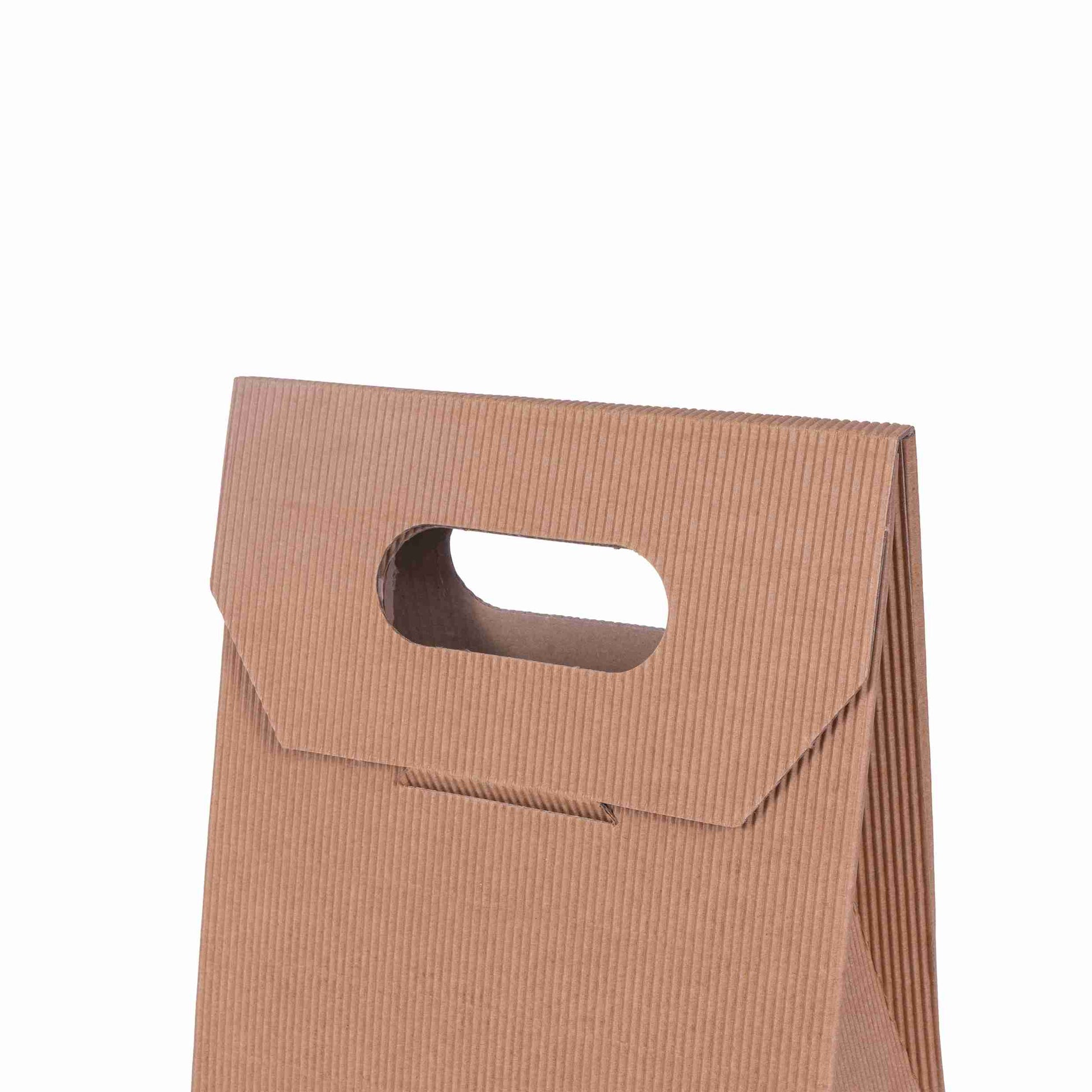 Model Weinpräsentkarton Onda Avana, braun – Innenmass 180 × 385 × 90 mm – für 2 Flaschen – 1 Palette (5'250 Stk.)