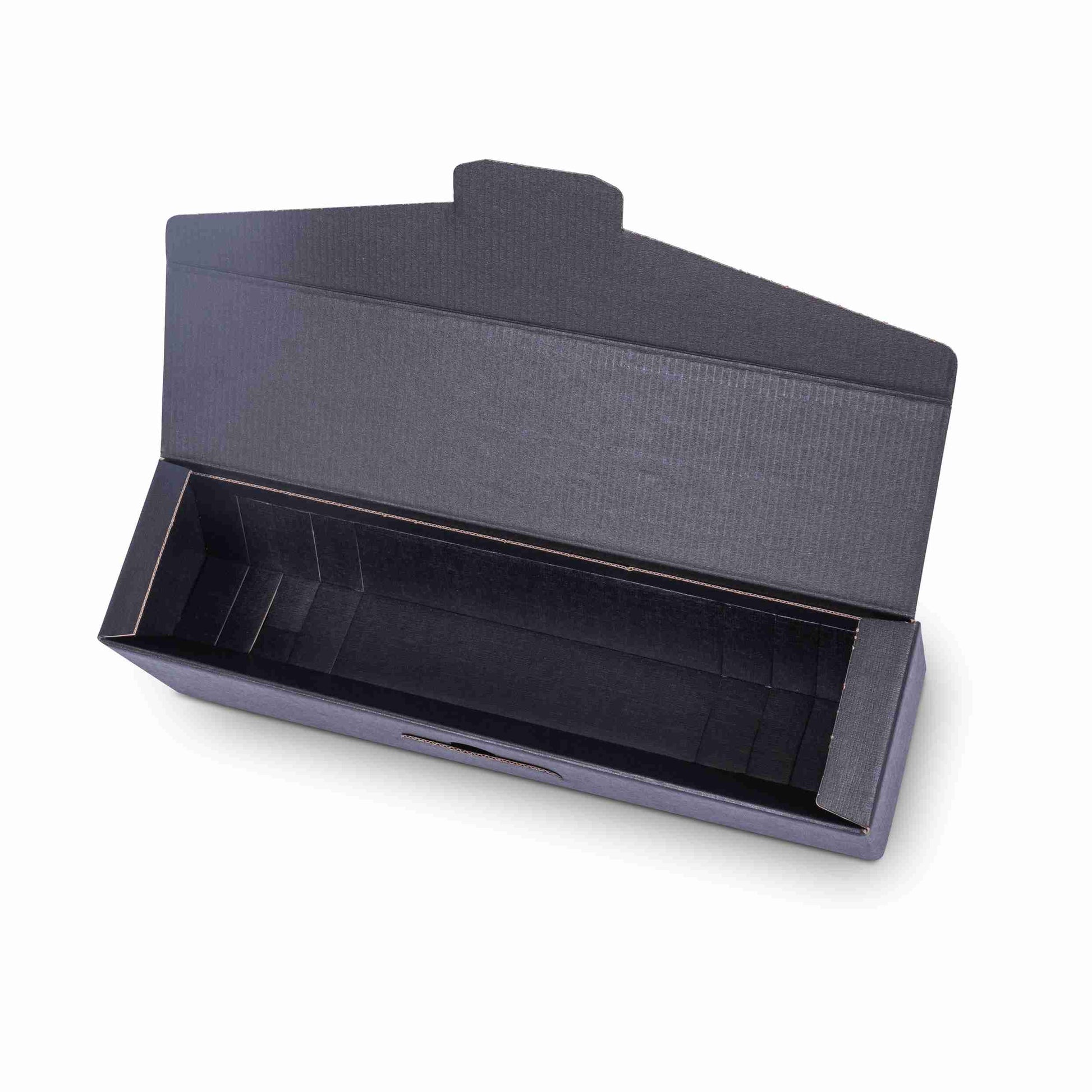 Geschenkbox Wellpappe schwarz – 95 × 380 × 90 mm – für 1 Flasche – 1 Palette (1'200 Stk.)