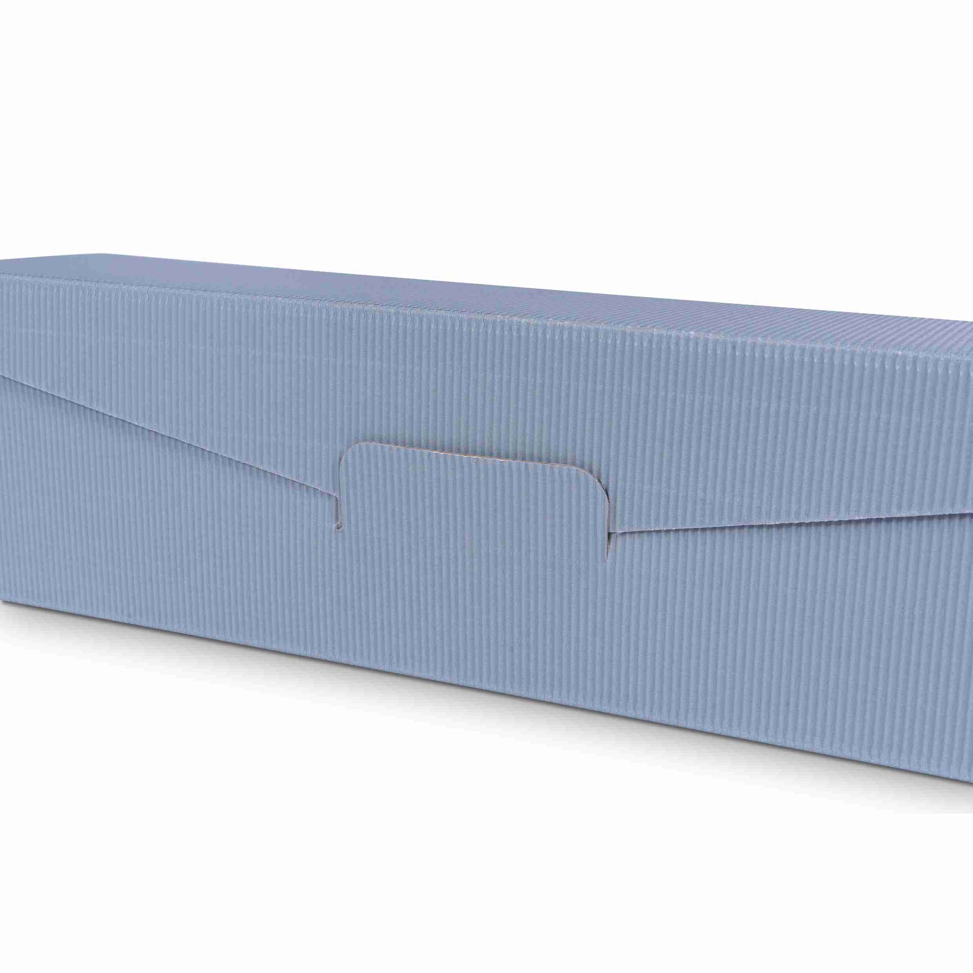 Model Geschenkbox Wellpappe, silbergrau – 95 × 380 × 90 mm – für 1 Flasche – 1 Palette (1'250 Stk.)