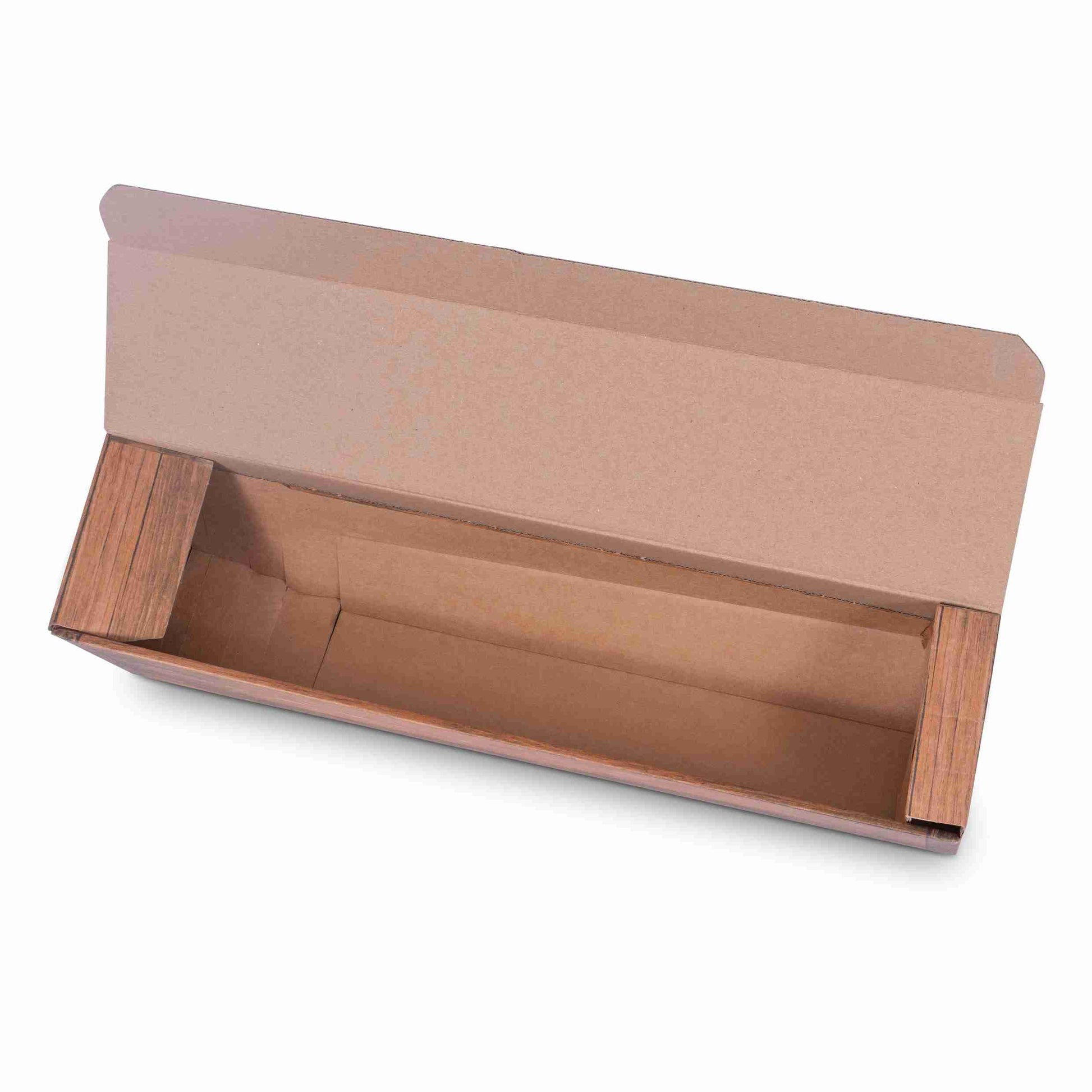 Weinpräsentkarton Holzoptik, Wellpappe – Innenmass 95 × 385 × 90 mm – für 1 Flasche – 1 Palette (1'000 Stk.)