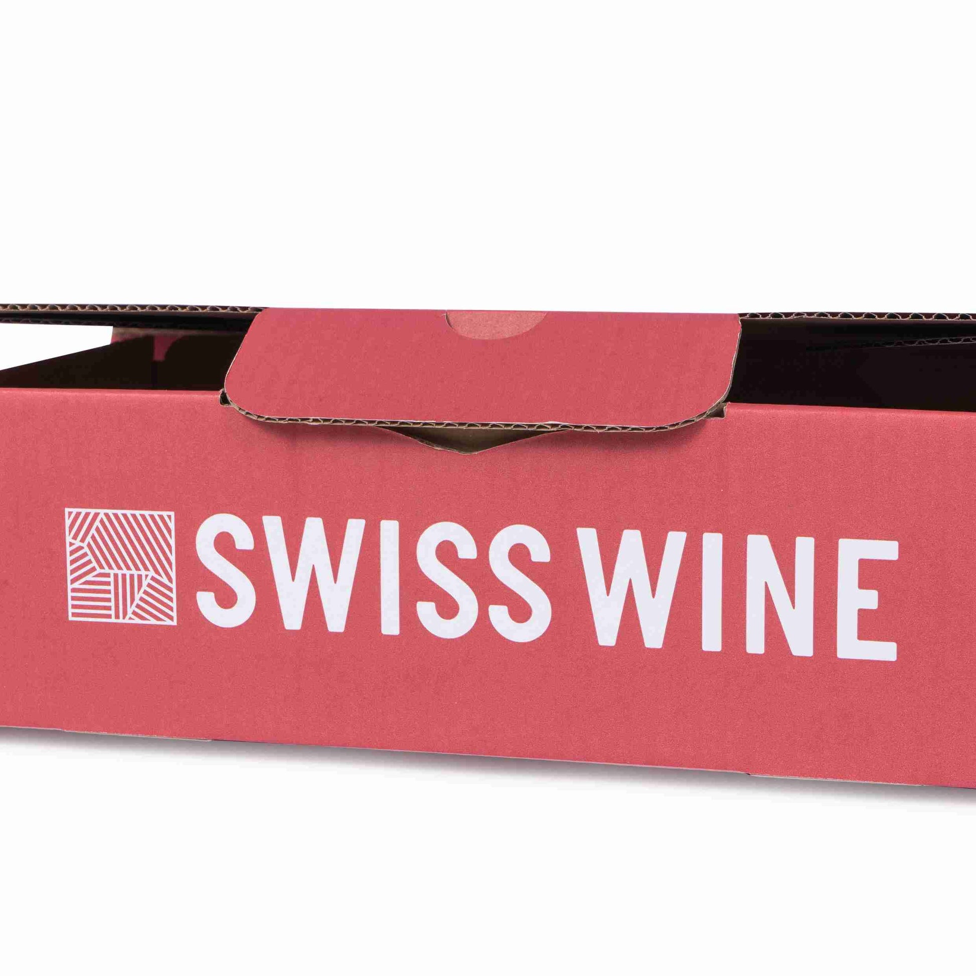 Swisswine Weinversandkarton – für 3 × 0,75 l, max. 310 mm & Ø90 mm – 352 × 200 × 100 mm, rot, Wellkarton – 1 Palette (400 Stk.)