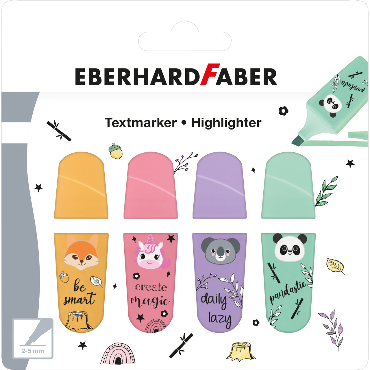 Eberhard Faber Mini Textmarker – 4er Set, Farben: Apricot/Rosa/Lavendel …, Keilspitze 2–5 mm