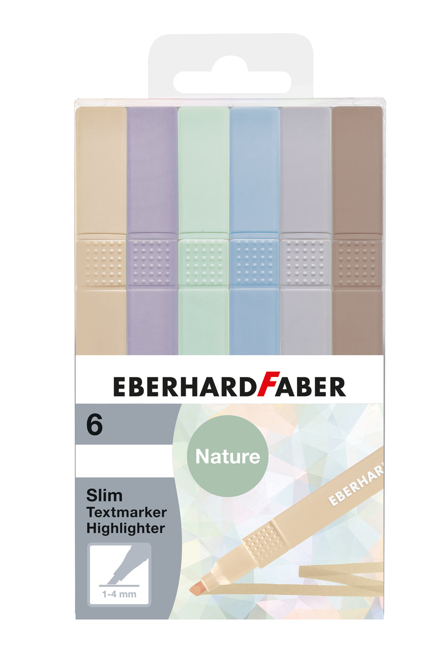 Eberhard Faber Slim Textmarker – Farben: Siena/Warmgrau/Blau …, Keilspitze 1–4 mm