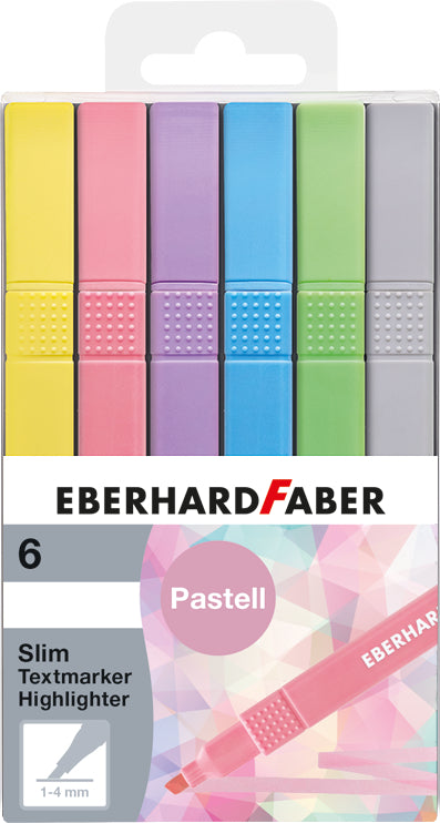 Eberhard Faber Textmarker – 6er Set, Farben sortiert, Keilspitze 1–4 mm