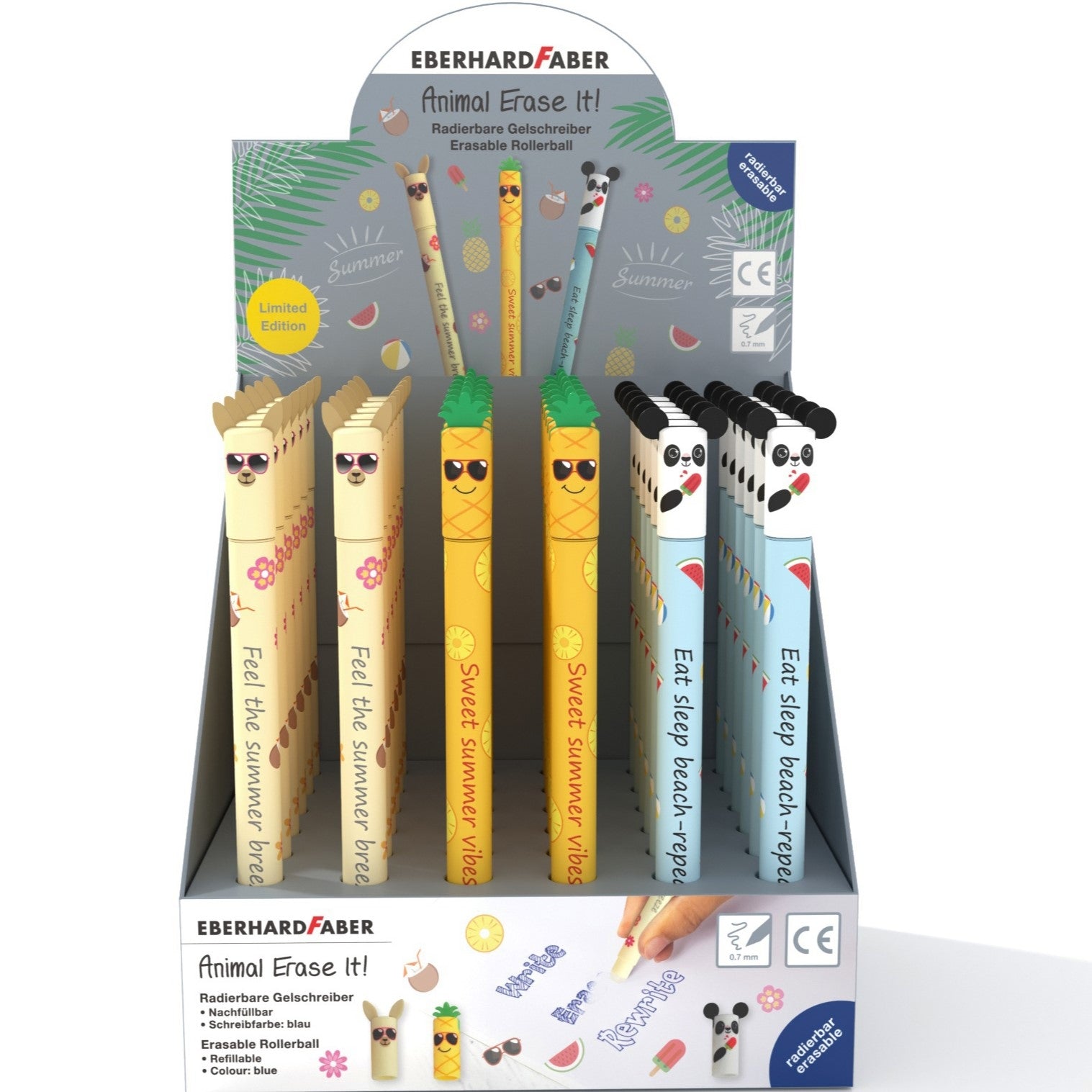 Eberhard Faber Erase It Gelschreiber – Blau, Spitze 0,7 mm, radierbar, nachfüllbar, 36er-Set