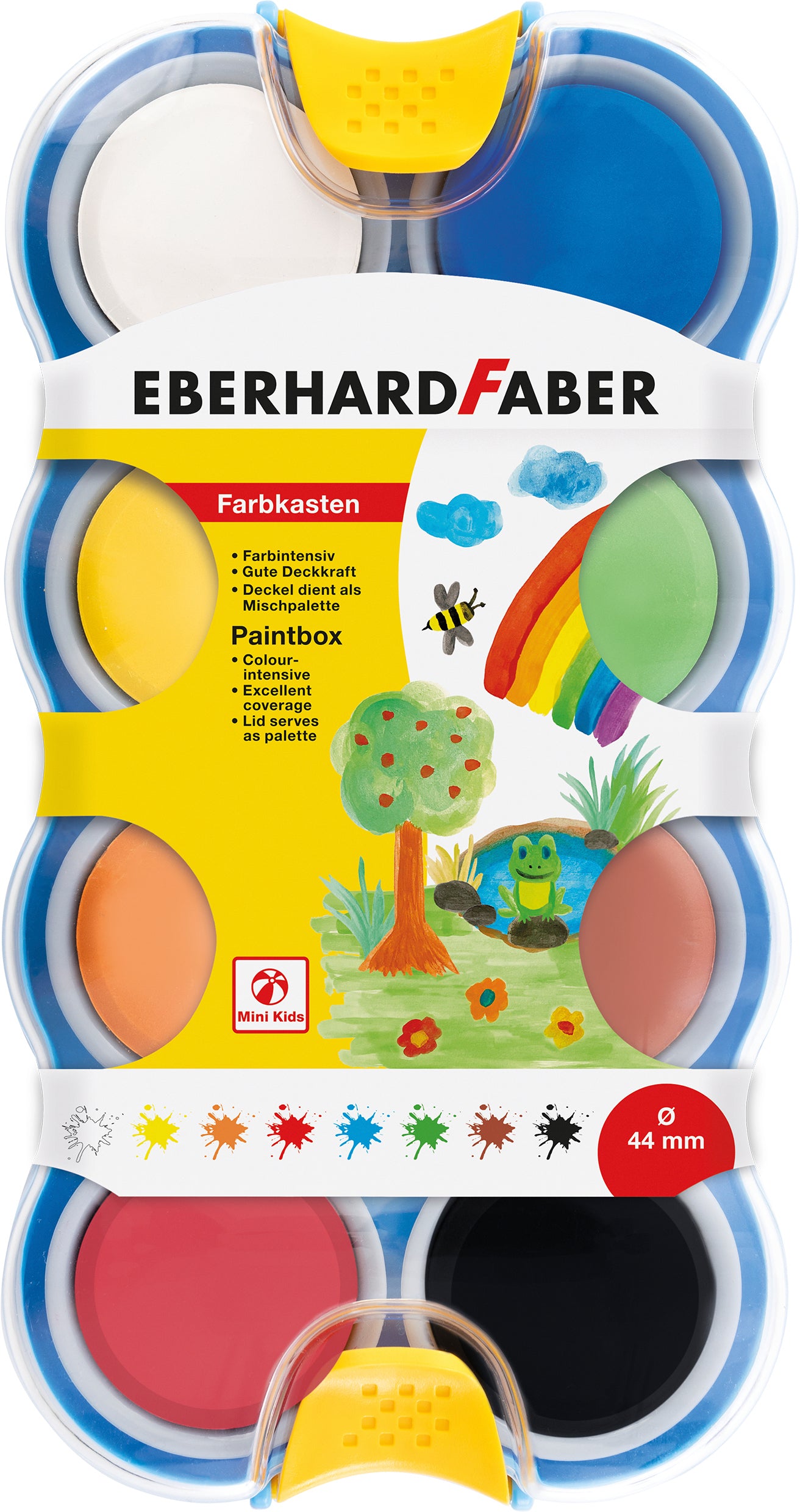 Eberhard Faber Mini Kids Deckfarbkasten – 8 Farben, Farbtabletten Ø 44 mm