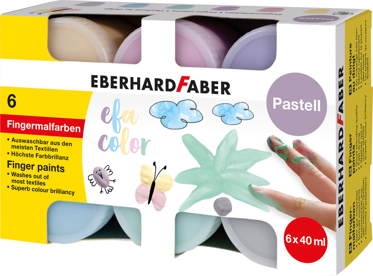 Eberhard Faber Fingerfarben Pastell – 6 Farben – 6×40 ml (240 ml)