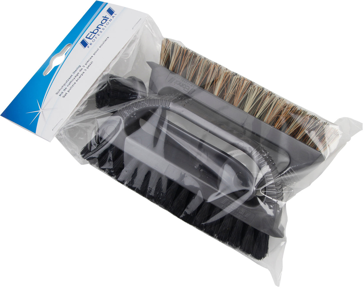 Ebnat Schuhputzset – grau, 3-teilig, 13,0 × 22,0 × 7,0 cm