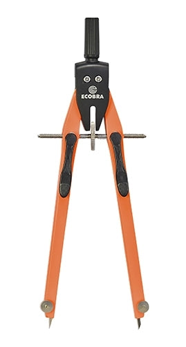ECO BRA Duo-Tec Schnellverstellzirkel – Länge 170 mm, max. Kreis-Ø 35 cm, im Etui, Orange