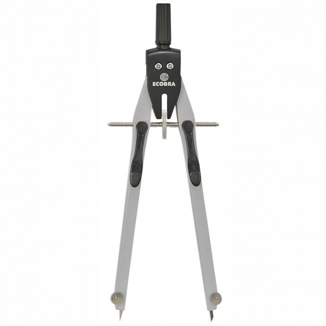 ECO BRA Duo-Tec Schnellverstellzirkel – Länge 200 mm, max. Kreis-Ø 35 cm, im Etui, Silber