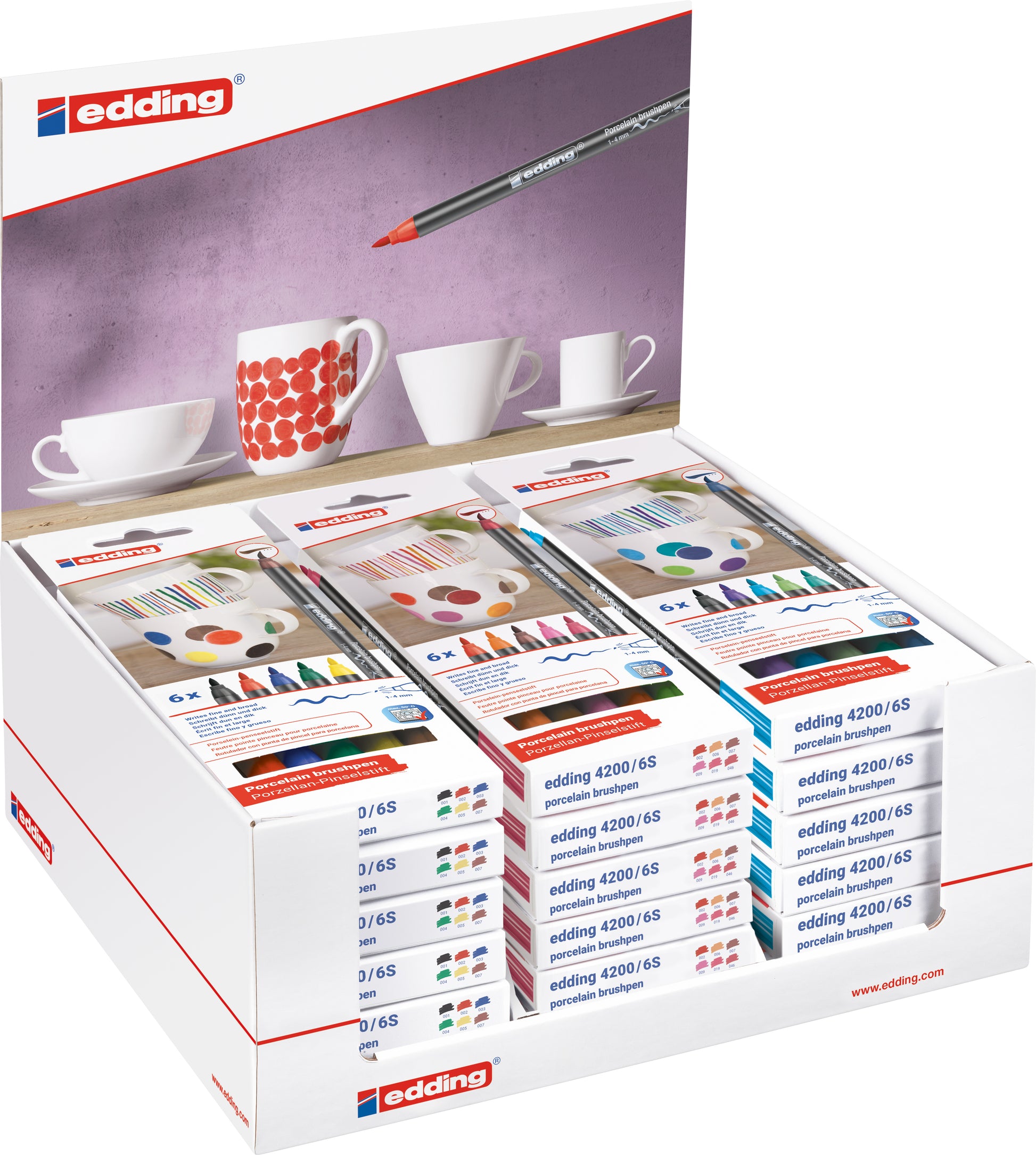 Edding 4200 Paint Marker – Pinselspitze 1–4 mm – 6er-Set (Family Warm/Cool)