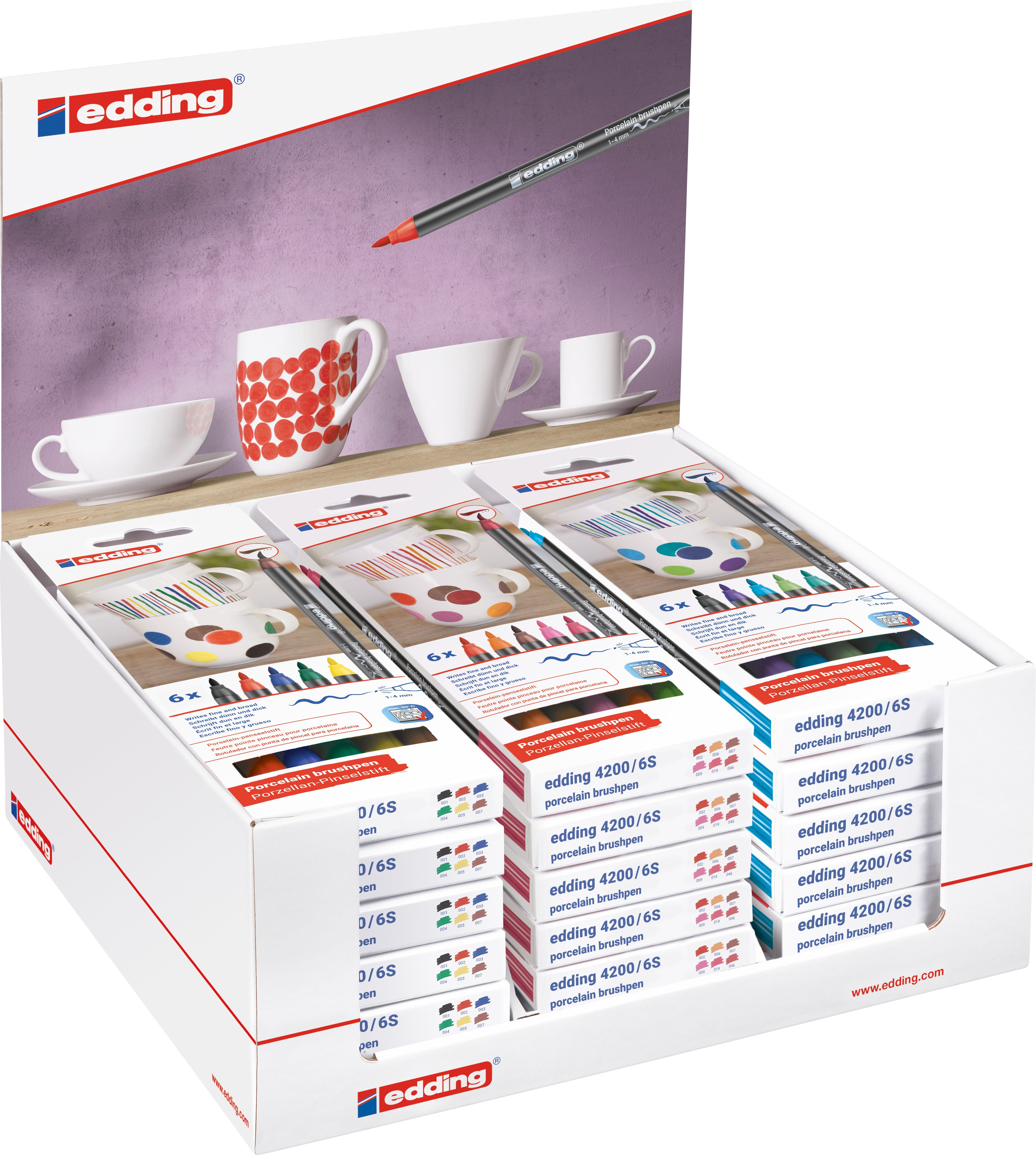 Edding 4200 Paint Marker – Pinselspitze 1–4 mm – 6er-Set (Family Warm/Cool)