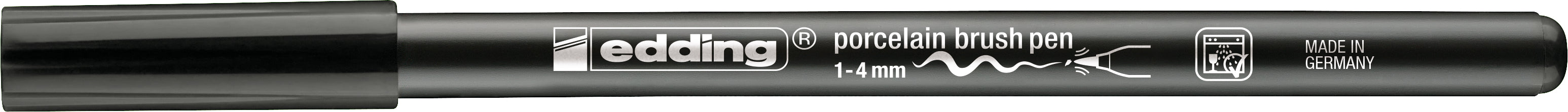 Edding 4200 Porzellanmarker – Pinselspitze, 1–4 mm, spülmaschinenfest, schwarz