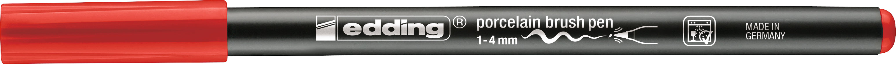 Edding 4200 Porzellanmarker – Pinselspitze, 1–4 mm, spülmaschinenfest (einbrennbar), Rot