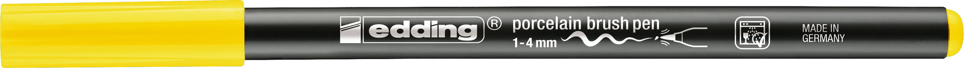 Edding 4200 Porzellanmarker – Pinselspitze, 1–4 mm, spülmaschinenfest (nach Einbrennen), Gelb