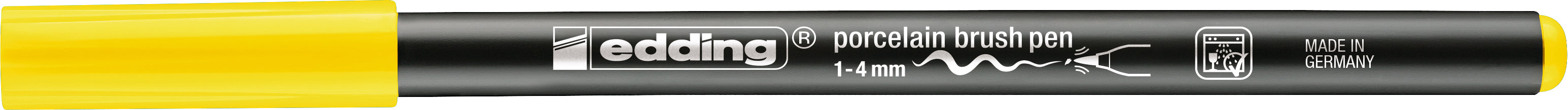 Edding 4200 Porzellanmarker – Pinselspitze, 1–4 mm, spülmaschinenfest (nach Einbrennen), Gelb