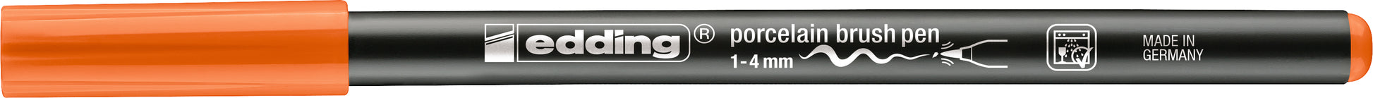 Edding 4200 Porzellan-Pinselstift – Pinselspitze, 1–4 mm, orange, spülmaschinenfest (nach Einbrennen)