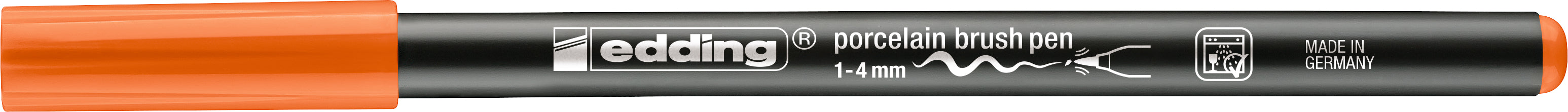 Edding 4200 Porzellan-Pinselstift – Pinselspitze, 1–4 mm, orange, spülmaschinenfest (nach Einbrennen)