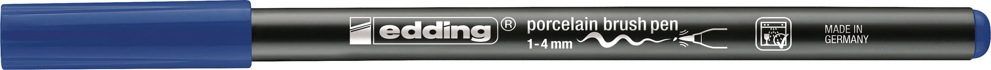 Edding 4200 – Porzellan-Pinselstifte – Pinselspitze, 1–4 mm, Stahlblau, einbrennbar, spülmaschinenfest