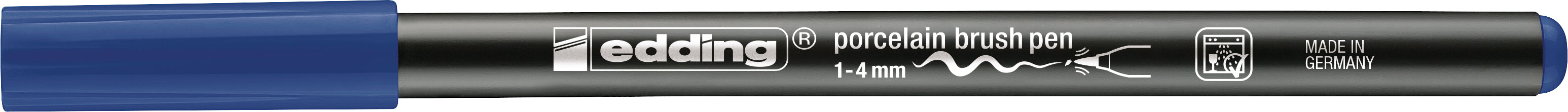 Edding 4200 – Porzellan-Pinselstifte – Pinselspitze, 1–4 mm, Stahlblau, einbrennbar, spülmaschinenfest