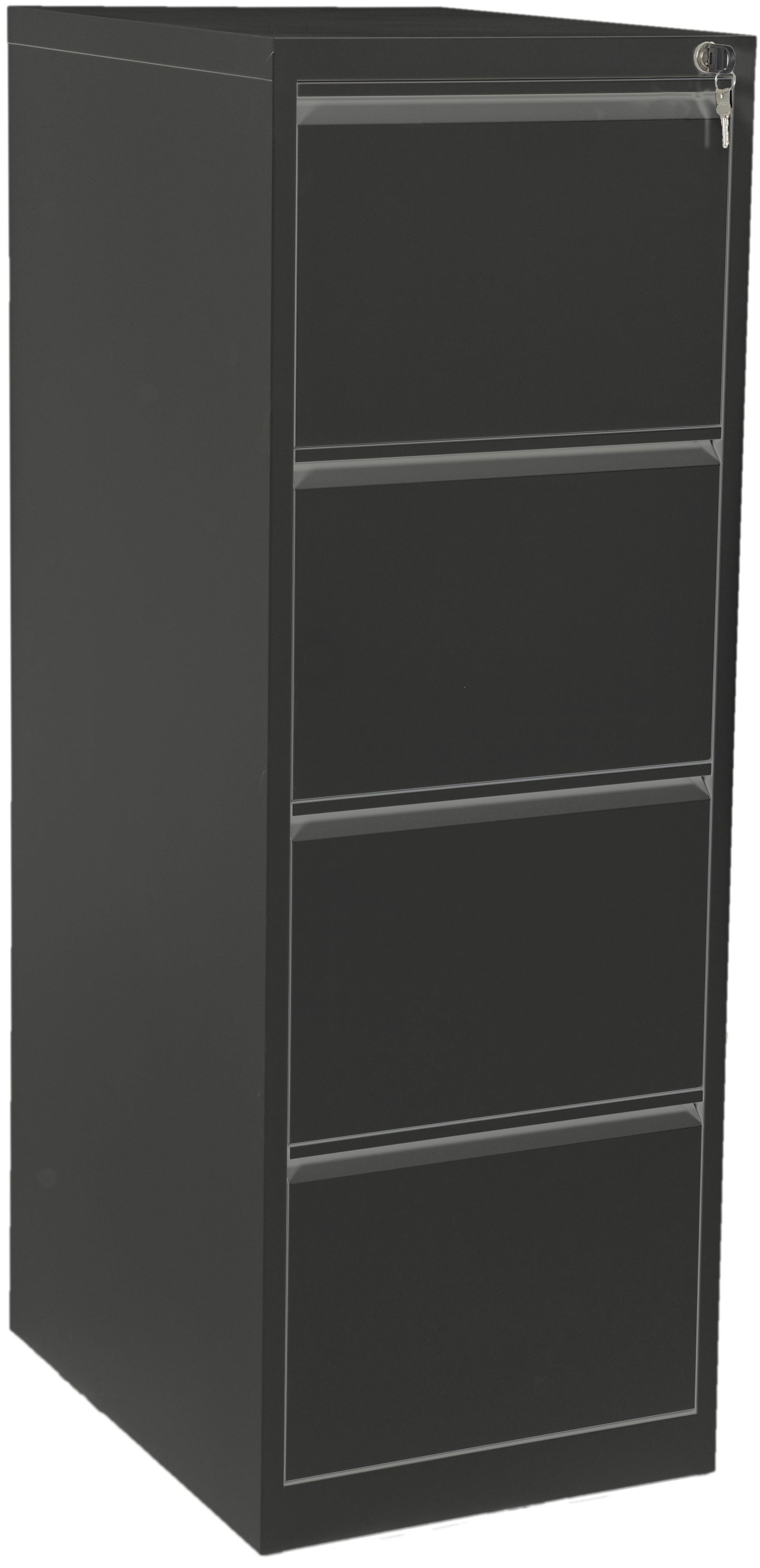 Edgy Aktenschrank 4 Schubladen, abschliessbar, Stahl, 630 × 500 × 1'330 mm, schwarz