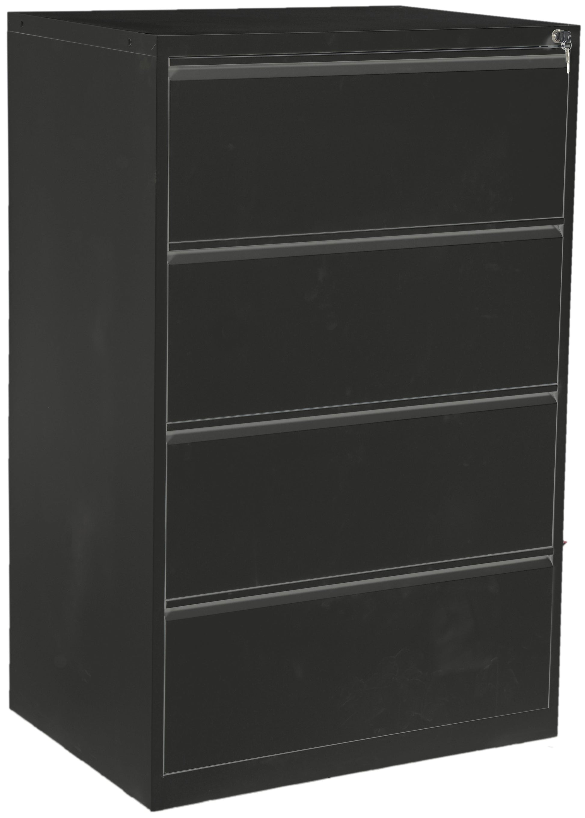 Edgy HR-Schrank 3424/9005 – Aktenschrank, 4 Schubladen, abschliessbar, Stahl, 865 × 1'320 × 850 mm, Schwarz