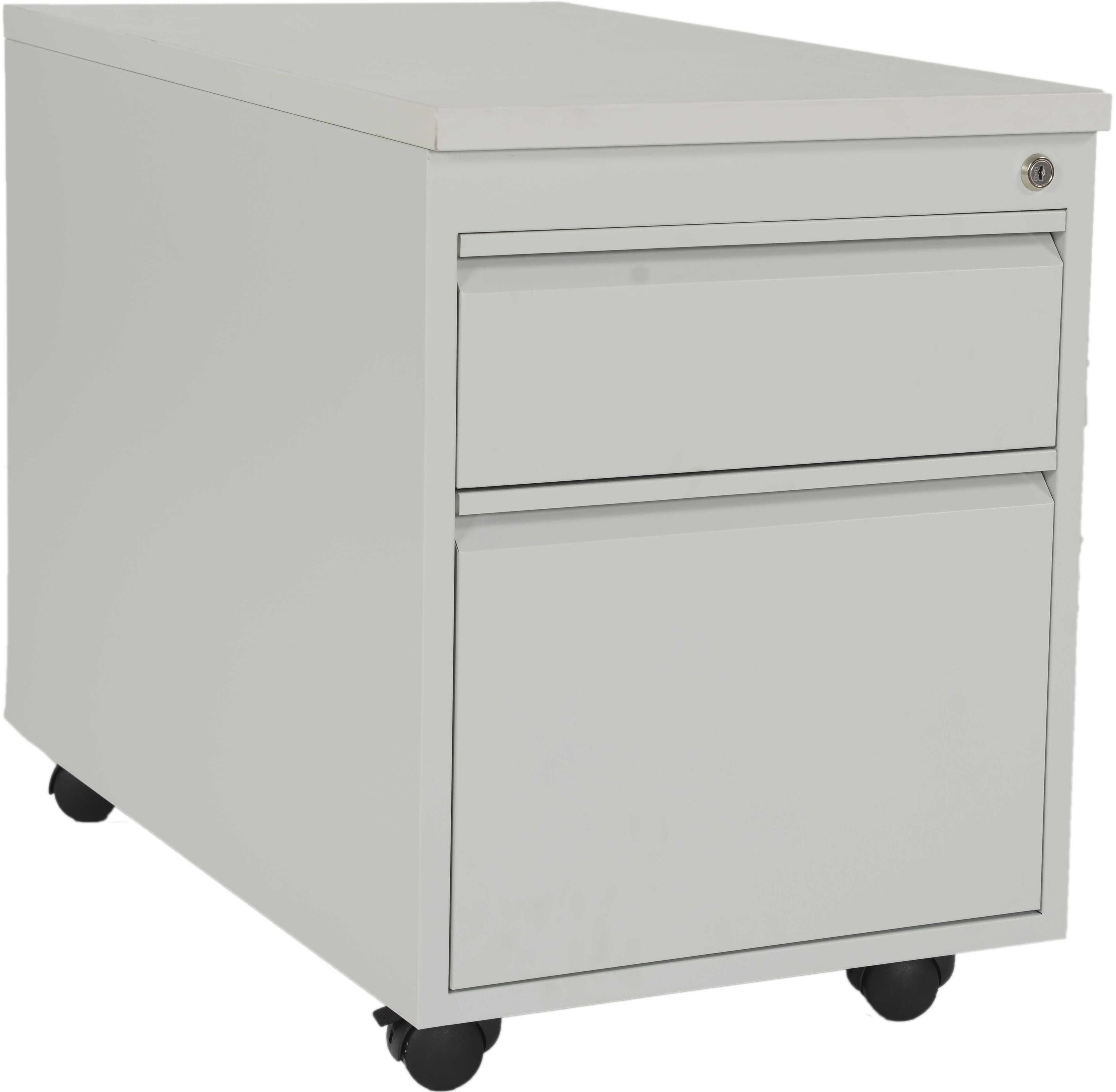 Edgy Rollcontainer, 2 Schubladen, abschliessbar, mit Rollen, Stahl, 580 × 810 × 480 mm, lichtgrau