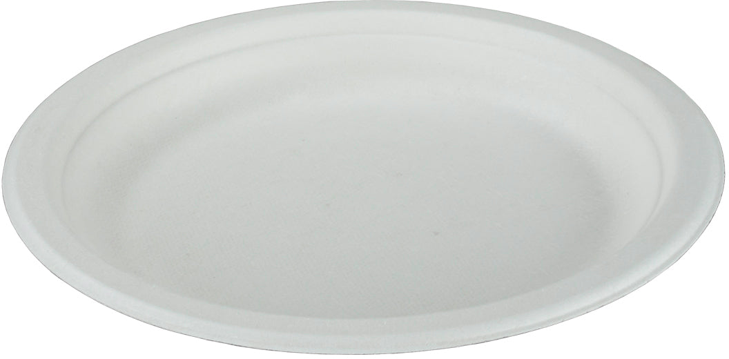 Ejs Teller Bagasse (Zuckerrohr), Ø 18 cm, weiss – kompostierbar – 50 Stk.