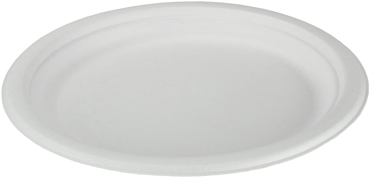 Ejs Teller, Bagasse (Zuckerrohr) – Ø 23,5 cm, weiss – kompostierbar – 50 Stk.