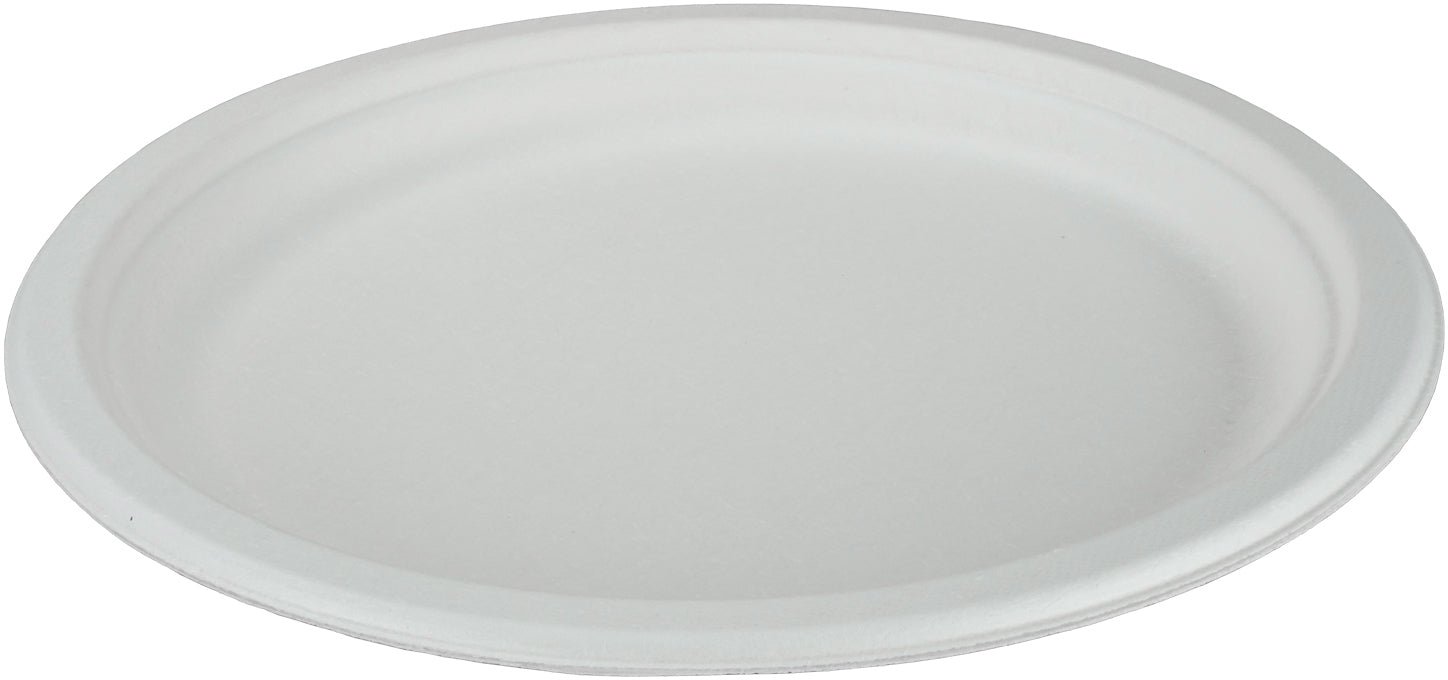 Ejs Teller Bagasse (Zuckerrohr), Ø 26 cm, weiss – kompostierbar – 50 Stk.