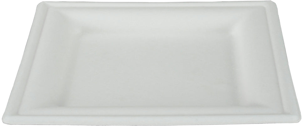 Ejs Teller Bagasse (Zuckerrohr), Quadratisch – 16 × 16 cm, weiss – kompostierbar