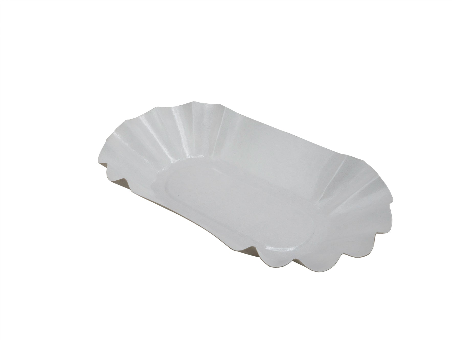 Ejs Pommes-Schale, Papier/Karton, rechteckig – 17,5 × 9,5 cm, weiss – 250 Stk.