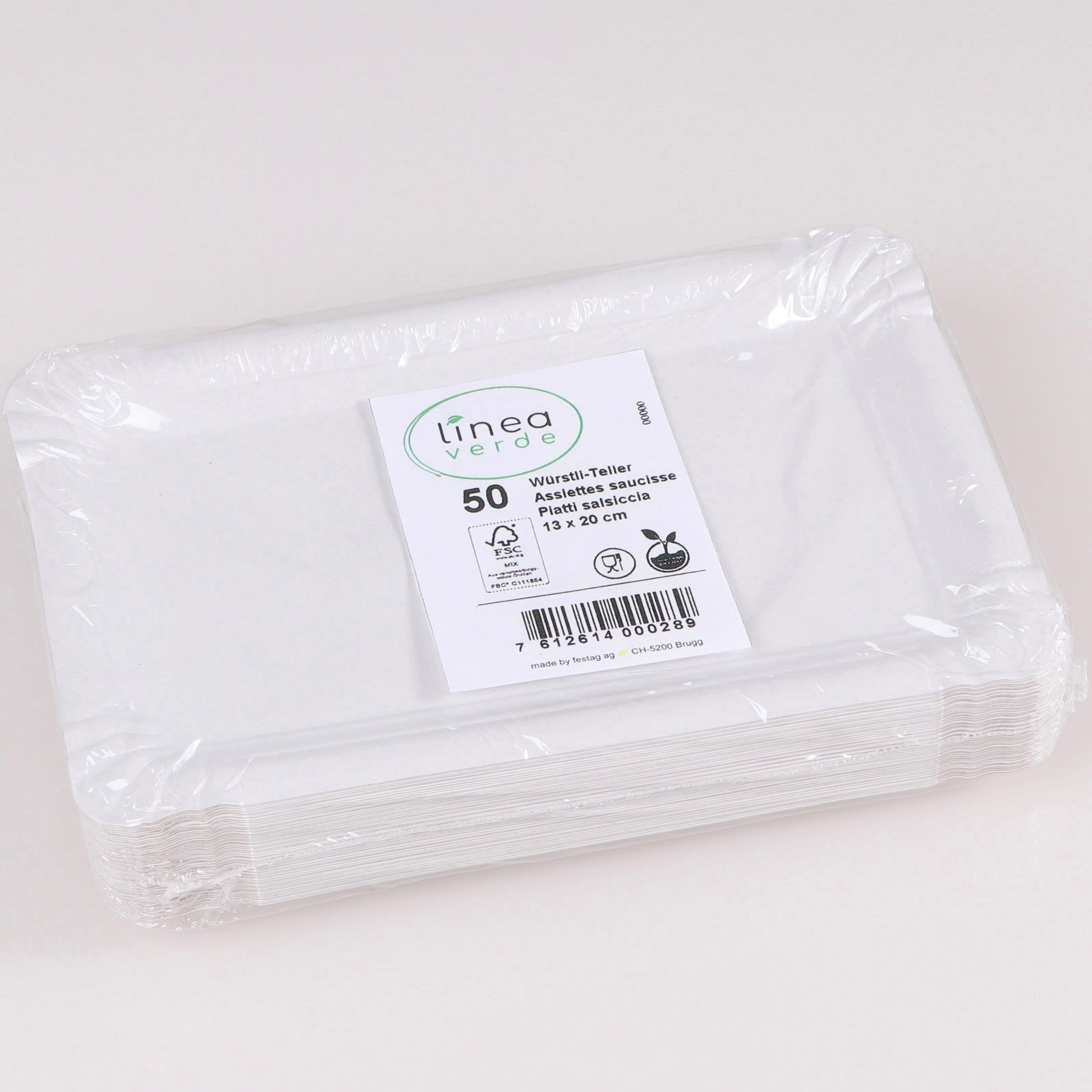 Elco Teller, Papier/Karton, rechteckig – 13 × 20,5 cm, Weiss