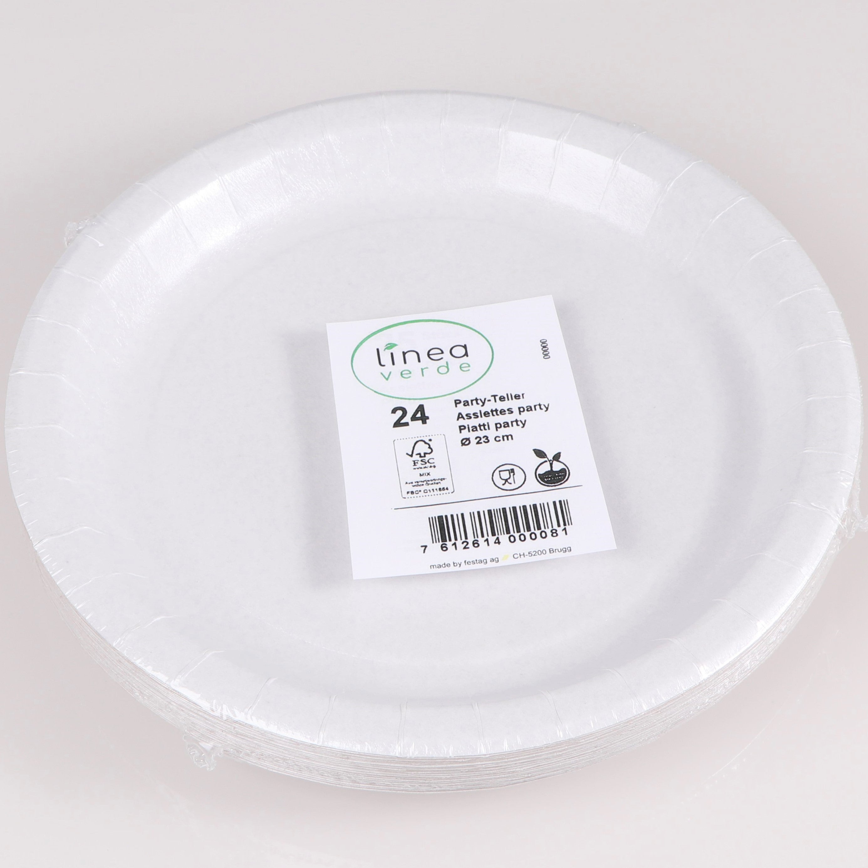 Elco Teller, Papier/Karton – Ø 23 cm, weiss – 24 Stk.