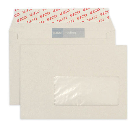 Elco Couvert C6, Fenster rechts, Haftklebung, Grau, 100 g/m² – 500 Stk.
