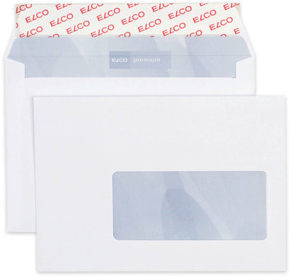 Elco Couvert C6, Fenster rechts, selbstklebend, hochweiss, 100 g/m², mit Innendruck – 500 Stk.
