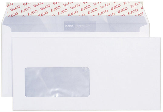 Elco Couvert C5/6, Fenster links, Haftklebung, hochweiss, 100 g/m², mit Innendruck – 500 Stk.