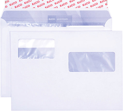 Elco Couvert C5, mit Fenster, selbstklebend, hochweiss, 100 g/m², mit Innendruck – 500 Stk.