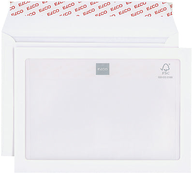 Elco Couvert C5, mit Fenster, selbstklebend, weiss, 100 g/m², mit Innendruck – 500 Stk.